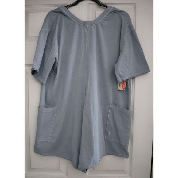 Free People Movement OB1960599 Women's Sz S Beach Fog Gray Hot Shot Tee Romper - Picture 1 of 9